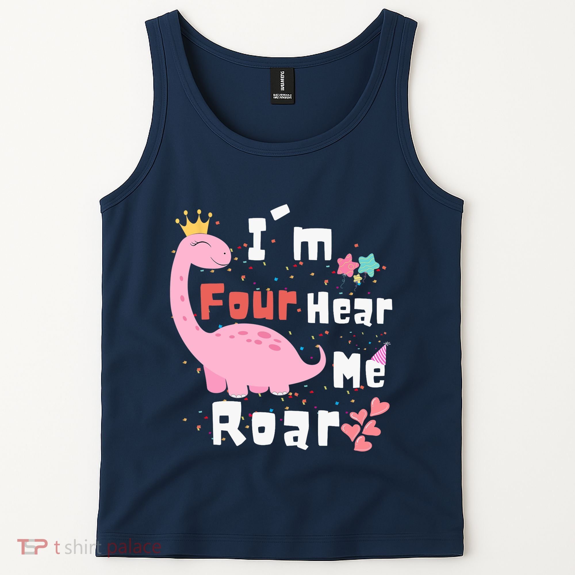 I'm Four Hear Me Roar Dinosaur 4th Birthday Party Tank Top