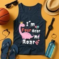 I'm Four Hear Me Roar Dinosaur 4th Birthday Party Tank Top thumb 4