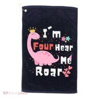 I'm Four Hear Me Roar Dinosaur 4th Birthday Party Golf Towel thumb 0