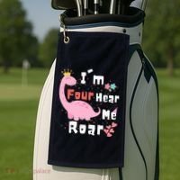 I'm Four Hear Me Roar Dinosaur 4th Birthday Party Golf Towel thumb 2