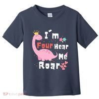 I'm Four Hear Me Roar Dinosaur 4th Birthday Party Toddler T-Shirt thumb 0