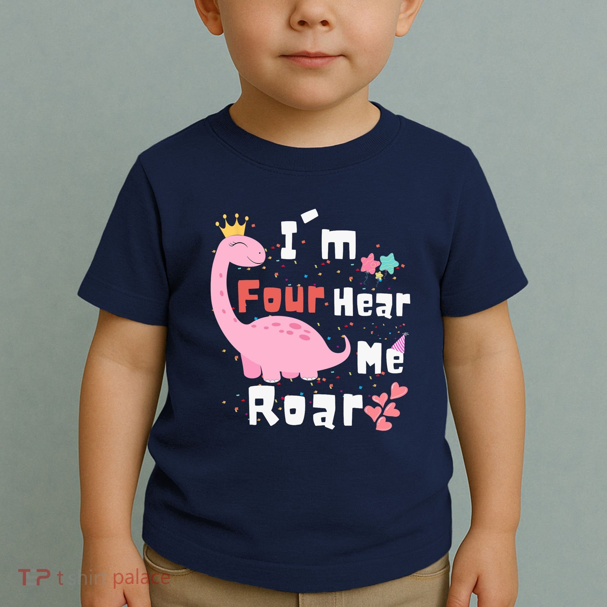 I'm Four Hear Me Roar Dinosaur 4th Birthday Party Toddler T-Shirt