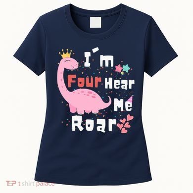 I'm Four Hear Me Roar Dinosaur 4th Birthday Party Women's T-Shirt