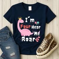 I'm Four Hear Me Roar Dinosaur 4th Birthday Party Women's T-Shirt thumb 3