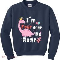 I'm Four Hear Me Roar Dinosaur 4th Birthday Party Kids Sweatshirt thumb 0