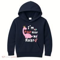 I'm Four Hear Me Roar Dinosaur 4th Birthday Party Kids Hoodie thumb 0