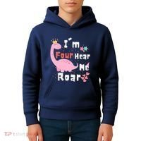 I'm Four Hear Me Roar Dinosaur 4th Birthday Party Kids Hoodie thumb 4
