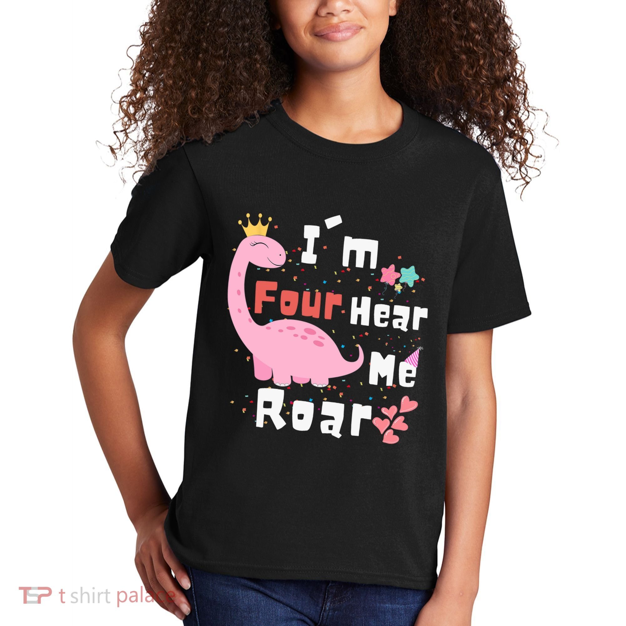I'm Four Hear Me Roar Dinosaur 4th Birthday Party Kids T-Shirt