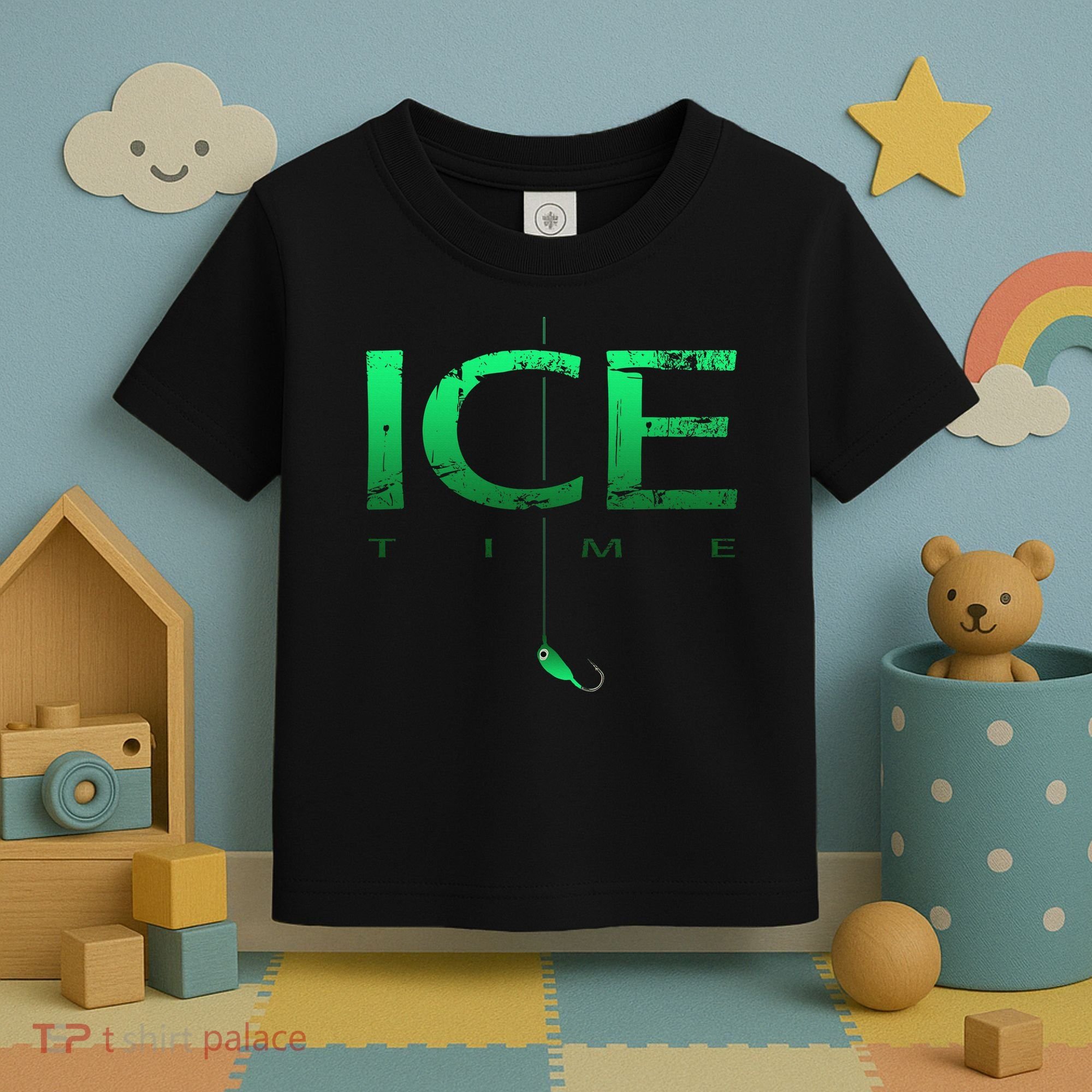 Ice Fishing - Ice Time with Ice Jig - Ice Fisherman Toddler T-Shirt