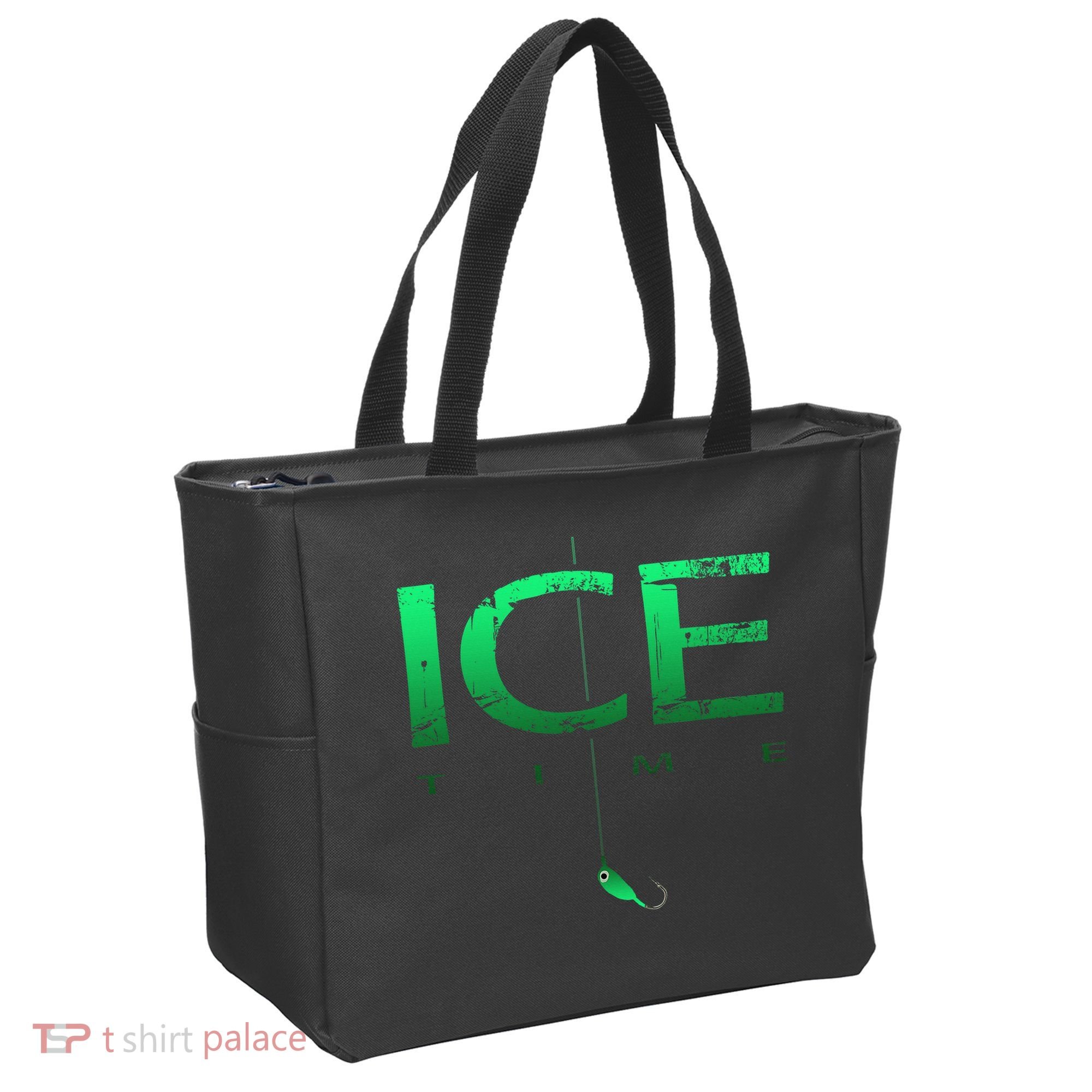 Ice Fishing - Ice Time with Ice Jig - Ice Fisherman Tote Bag