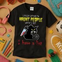 I Fully Intend To Haunt People When I Die I Have A List Kids T-Shirt thumb 3
