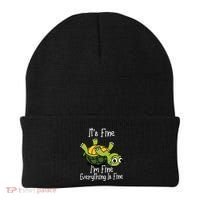 ItS Fine IM Fine Everything Is Under Control Funny Turtle Beanie thumb 0