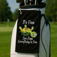 ItS Fine IM Fine Everything Is Under Control Funny Turtle Golf Towel thumb 2