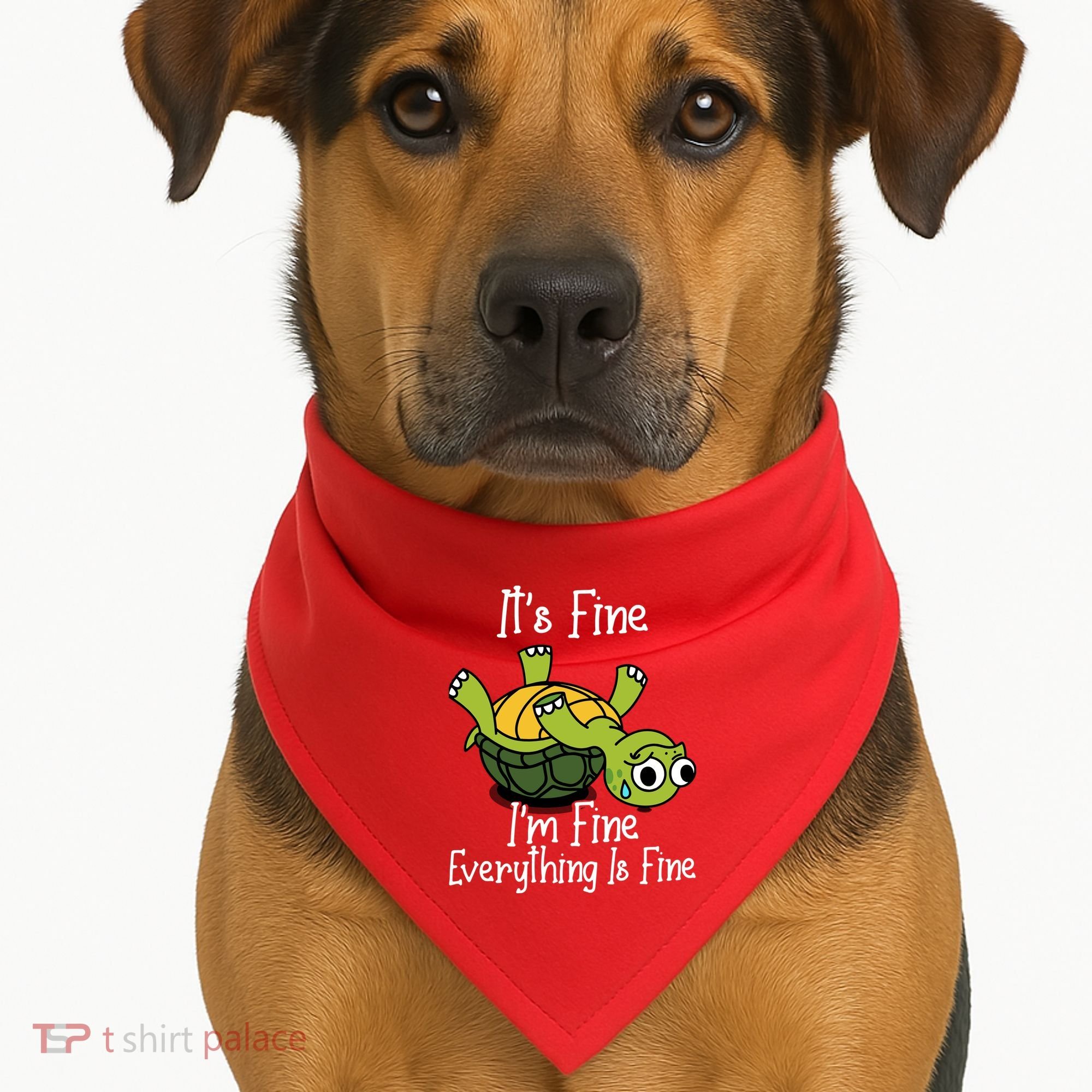 ItS Fine IM Fine Everything Is Under Control Funny Turtle USA-Made Doggie Bandana