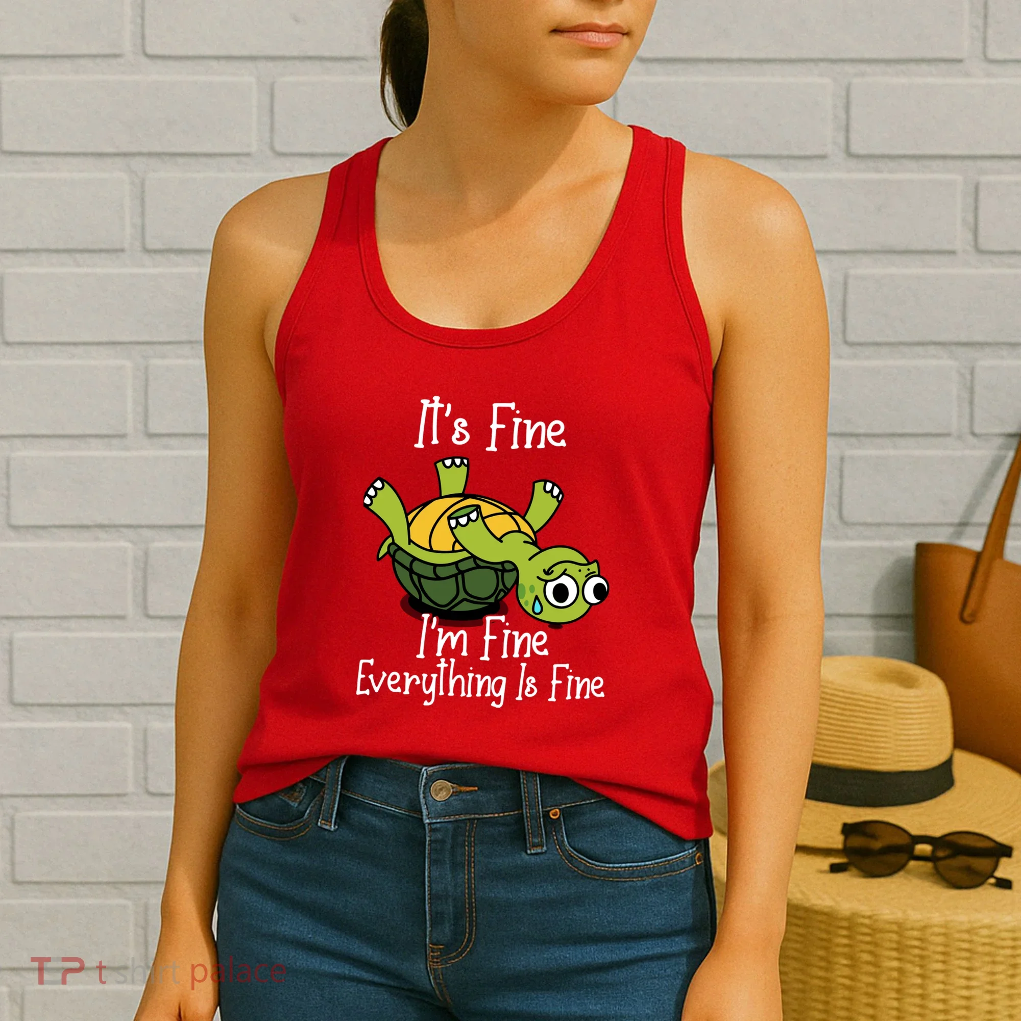 ItS Fine IM Fine Everything Is Under Control Funny Turtle Women's Tank Top
