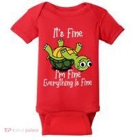 ItS Fine IM Fine Everything Is Under Control Funny Turtle Baby Bodysuit thumb 0
