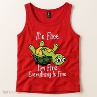 ItS Fine IM Fine Everything Is Under Control Funny Turtle Tank Top thumb 2