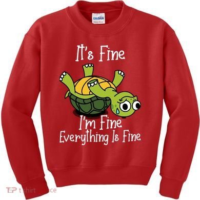 ItS Fine IM Fine Everything Is Under Control Funny Turtle Kids Sweatshirt