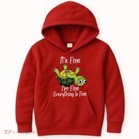ItS Fine IM Fine Everything Is Under Control Funny Turtle Kids Hoodie thumb 0