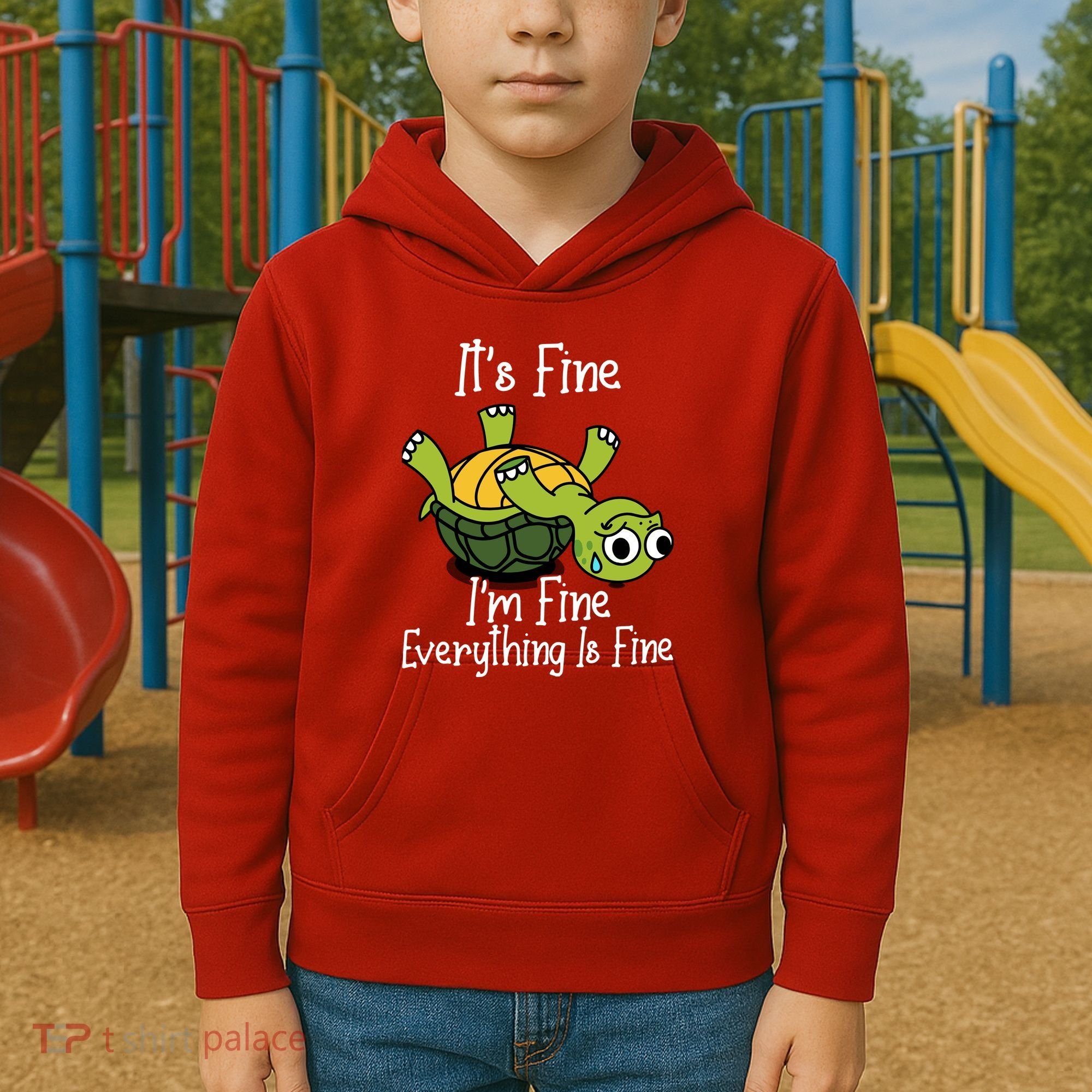 ItS Fine IM Fine Everything Is Under Control Funny Turtle Kids Hoodie