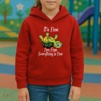 ItS Fine IM Fine Everything Is Under Control Funny Turtle Kids Hoodie thumb 3