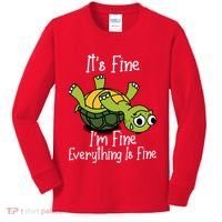 ItS Fine IM Fine Everything Is Under Control Funny Turtle Kids Long Sleeve Shirt thumb 0