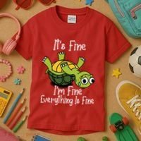 ItS Fine IM Fine Everything Is Under Control Funny Turtle Kids T-Shirt thumb 3