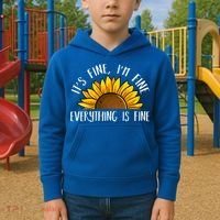 Its Fine Im Fine Everythings Fine Sunflower Gift Kids Hoodie thumb 2