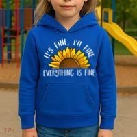 Its Fine Im Fine Everythings Fine Sunflower Gift Kids Hoodie thumb 3