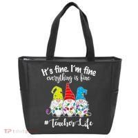 It's Fine I'm Fine Everything Is Fine Teacher Life Gnome Funny Tote Bag thumb 0