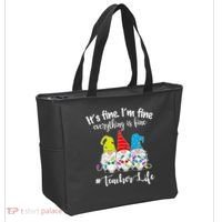 It's Fine I'm Fine Everything Is Fine Teacher Life Gnome Funny Tote Bag thumb 2