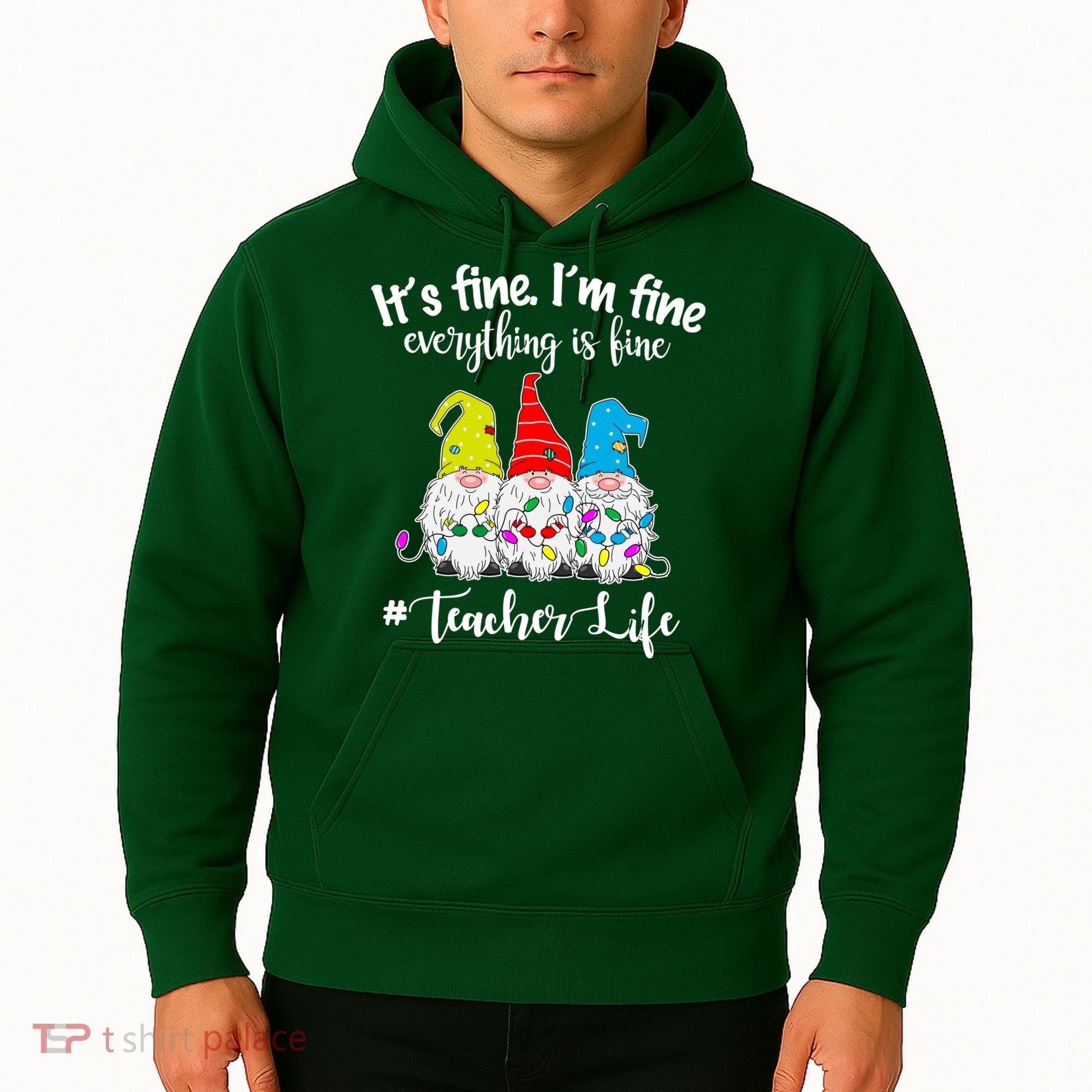 It's Fine I'm Fine Everything Is Fine Teacher Life Gnome Funny Hoodie