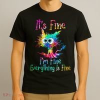 Its Fine Im Fine Everythings Fine Funny Cat Tie Dye T-Shirt thumb 3