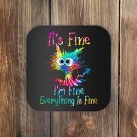 Its Fine Im Fine Everythings Fine Funny Cat Tie Dye Coaster thumb 0