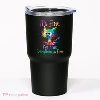 Its Fine Im Fine Everythings Fine Funny Cat Tie Dye Tumbler thumb 0