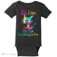 Its Fine Im Fine Everythings Fine Funny Cat Tie Dye Baby Bodysuit thumb 0