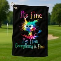 Its Fine Im Fine Everythings Fine Funny Cat Tie Dye Golf Towel thumb 1