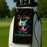 Its Fine Im Fine Everythings Fine Funny Cat Tie Dye Golf Towel thumb 2