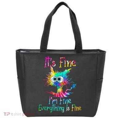 Its Fine Im Fine Everythings Fine Funny Cat Tie Dye Tote Bag