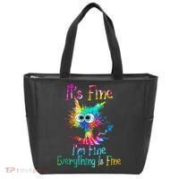 Its Fine Im Fine Everythings Fine Funny Cat Tie Dye Tote Bag thumb 0