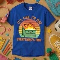 It's Fine I'm Fine Everything's Fine Lil Dumpster Fire Cool Gift Kids T-Shirt thumb 3
