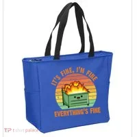 It's Fine I'm Fine Everything's Fine Lil Dumpster Fire Cool Gift Tote Bag thumb 2