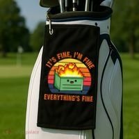ItS Fine IM FineEverythingS Fine Lil Dumpster Fire Cool Golf Towel thumb 2