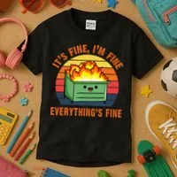 ItS Fine IM FineEverythingS Fine Lil Dumpster Fire Cool Kids T-Shirt thumb 3