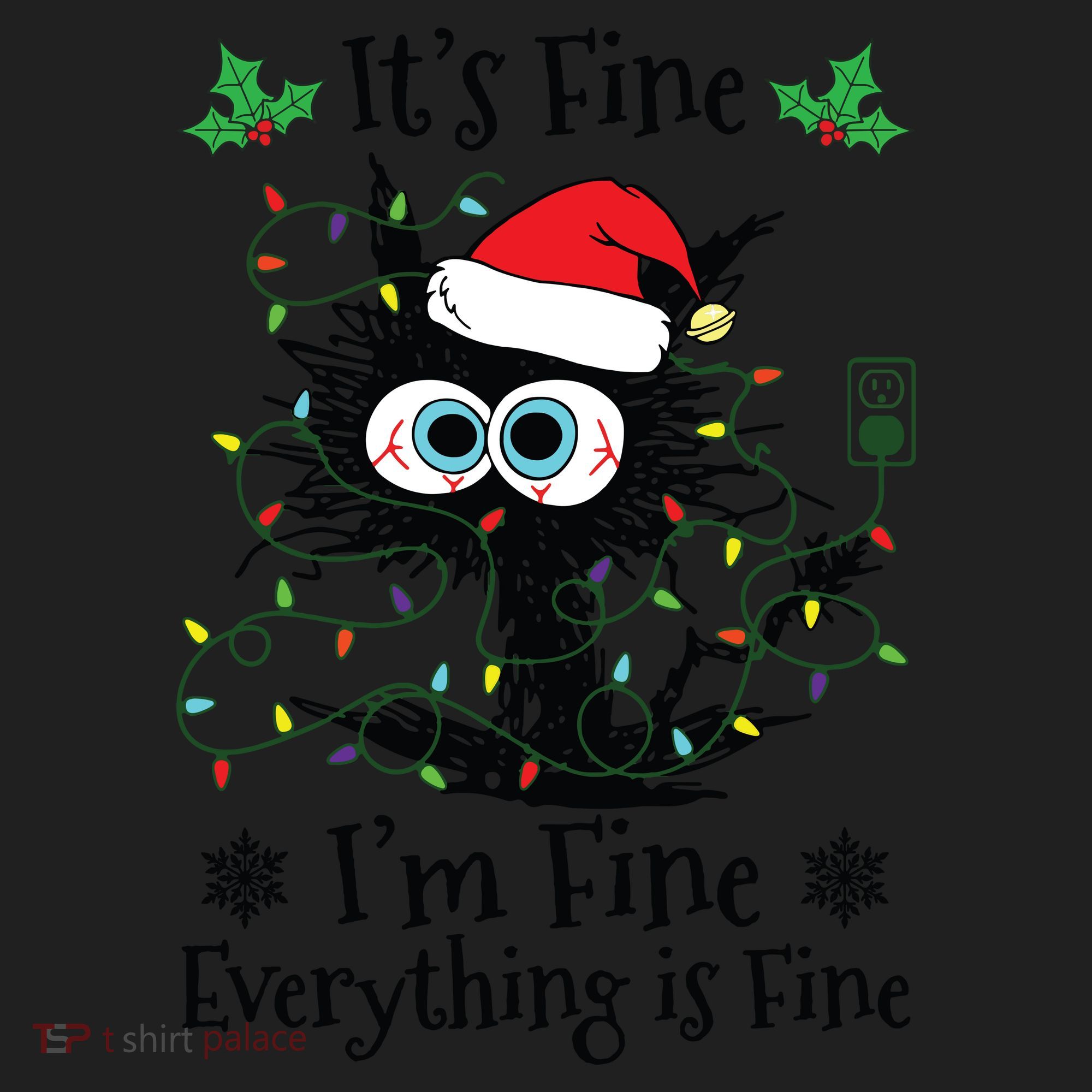 Its Fine Im Fine Everything Is Fine Cat Christmas Lights Women's Sweatshirt