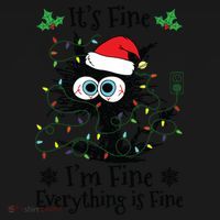 Its Fine Im Fine Everything Is Fine Cat Christmas Lights Backpack thumb 2