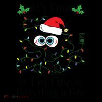 Its Fine Im Fine Everything Is Fine Cat Christmas Lights Coaster thumb 2