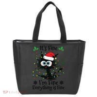 Its Fine Im Fine Everything Is Fine Cat Christmas Lights Tote Bag thumb 0