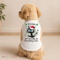 Its Fine Im Fine Everything Is Fine Cat Christmas Lights Doggie Tank thumb 2