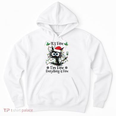 Its Fine Im Fine Everything Is Fine Cat Christmas Lights Hoodie